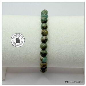 Elegant Green and Brown Impression Jasper Semi-Precious Bead Bracelet